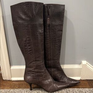 Cole Haan Croc-Embossed leather Knee-High Boots
